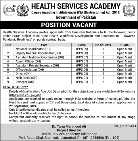 Health Services Academy Jobs August 2024